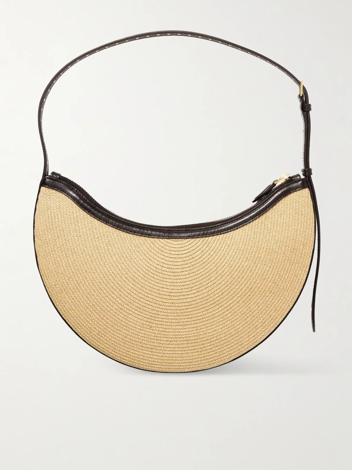 Demi Leather-trimmed Raffia Shoulder Bag