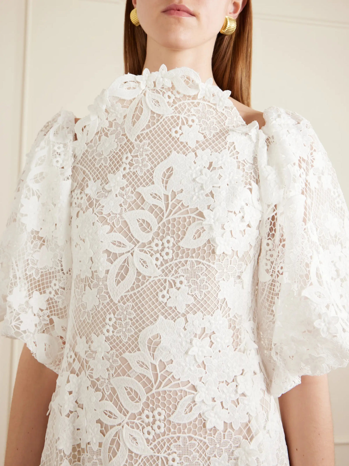 Off-the-shoulder Embroidered Lace Gown