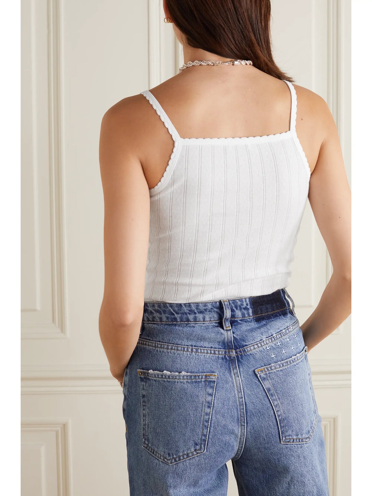 Pointelle-knit Cotton-jersey Tank