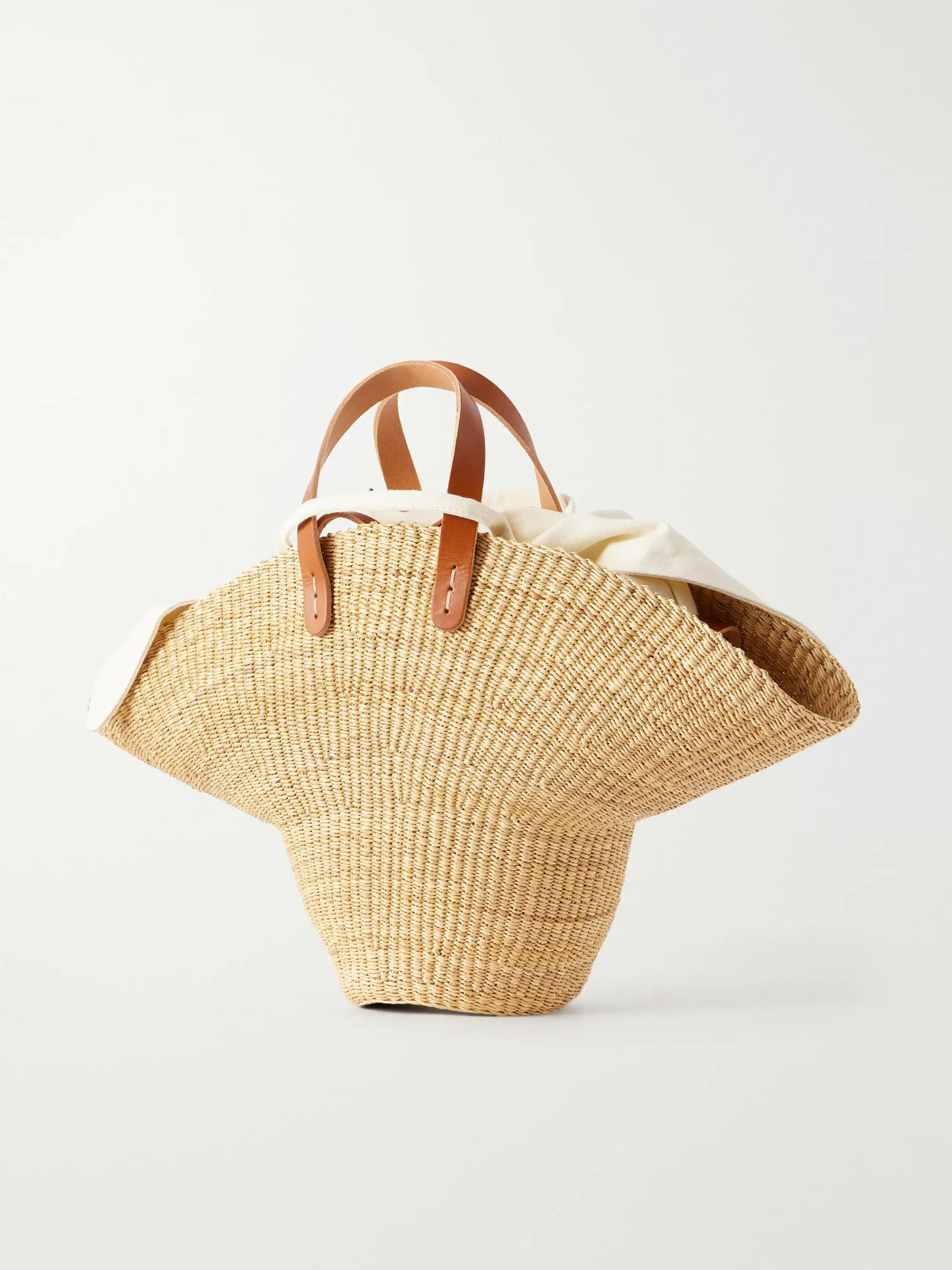 Signora Leather-trimmed Raffia Tote