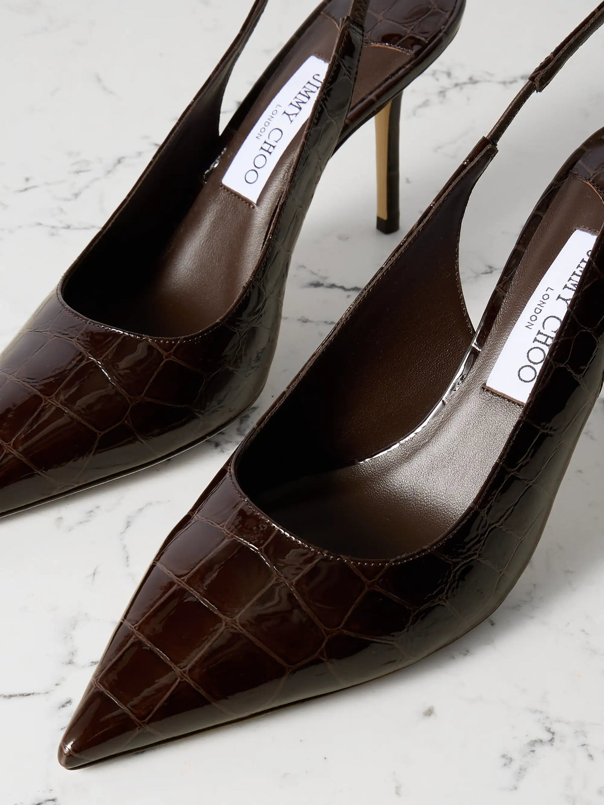 Love 85 Croc-effect Leather Slingback Pumps