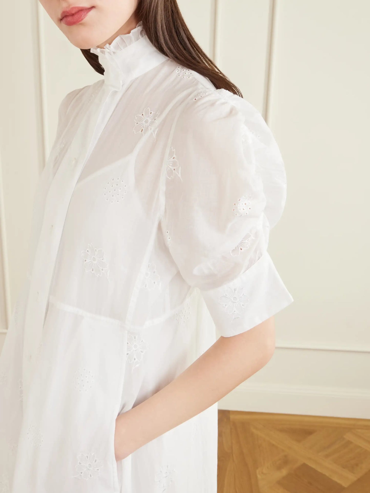 Venetia Ruffled Broderie Anglaise Cotton Midi Dress