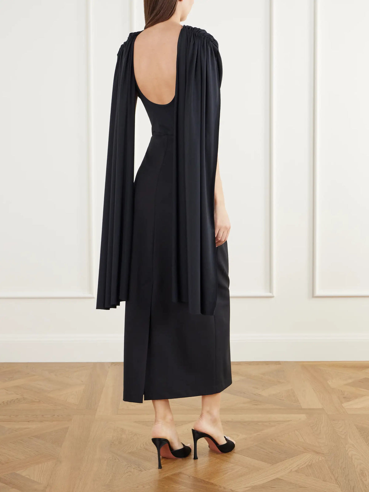 Maygel Coronel Burano Cape-detailed Draped Stretch-jersey Bodysuit