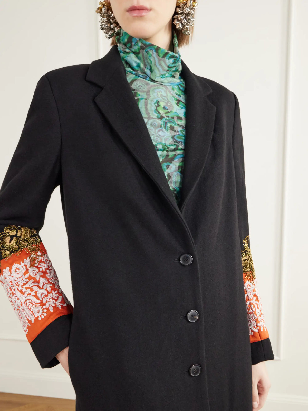 Dries Van Noten Embroidered Embellished Wool-felt Coat