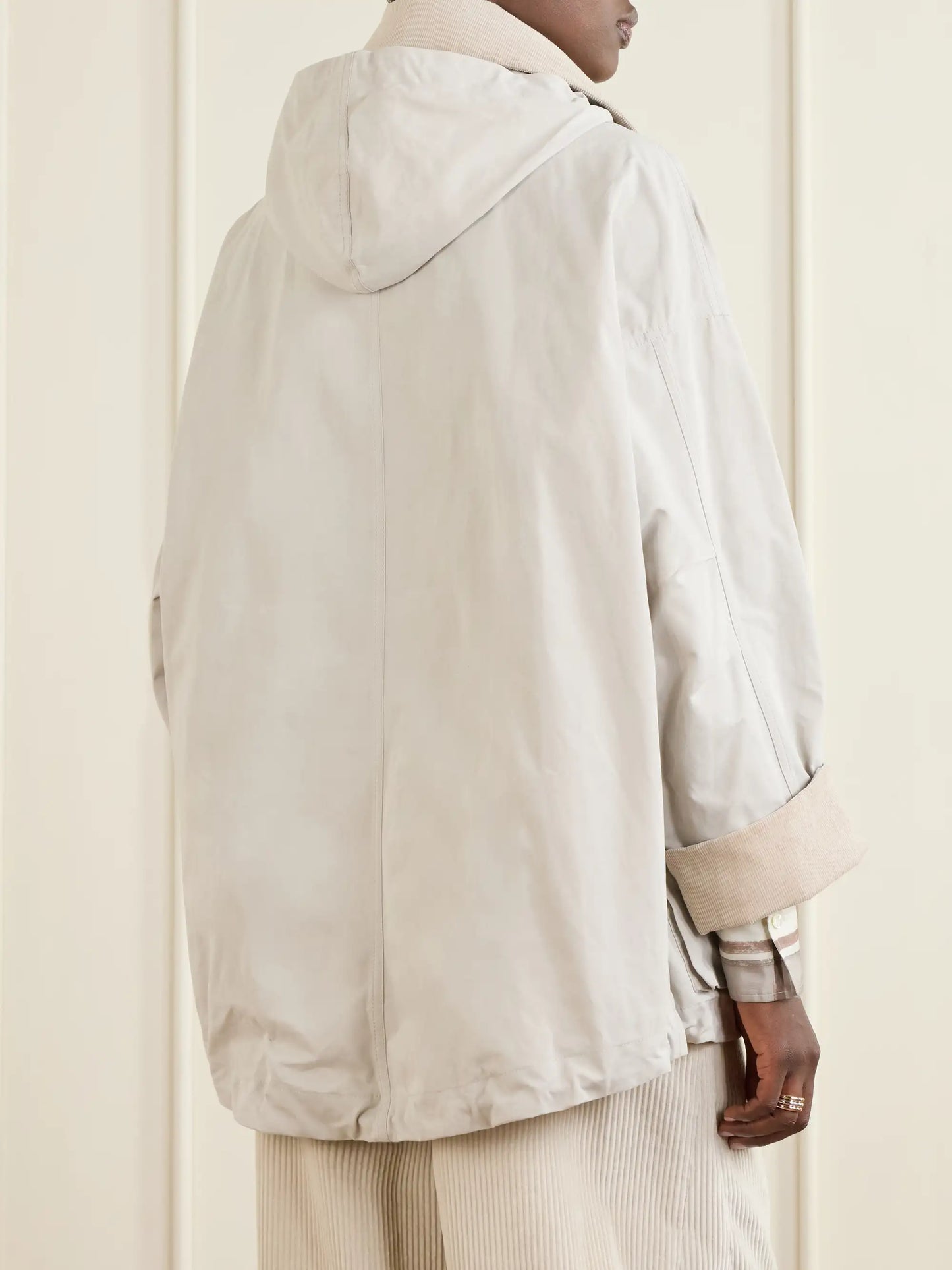 Corduroy-trimmed Cotton And Linen-blend Coat