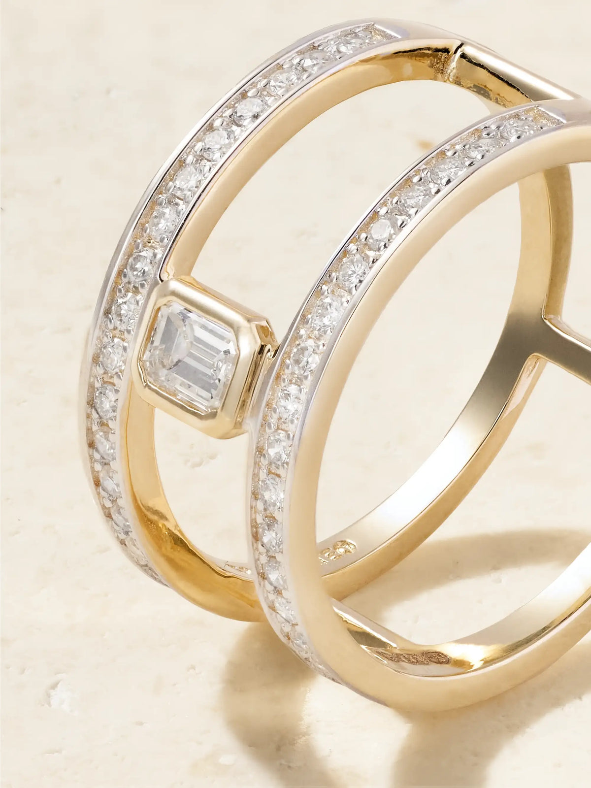 Le Double Barre 14-karat Gold Diamond Ring