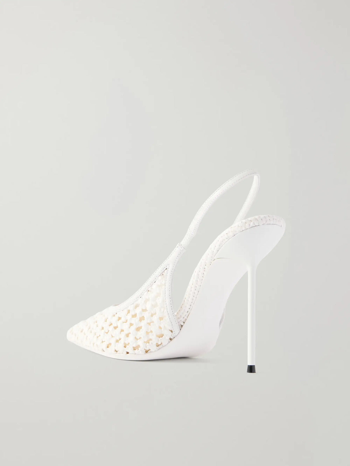 Lidia 105 Leather-trimmed Straw Slingback Pumps