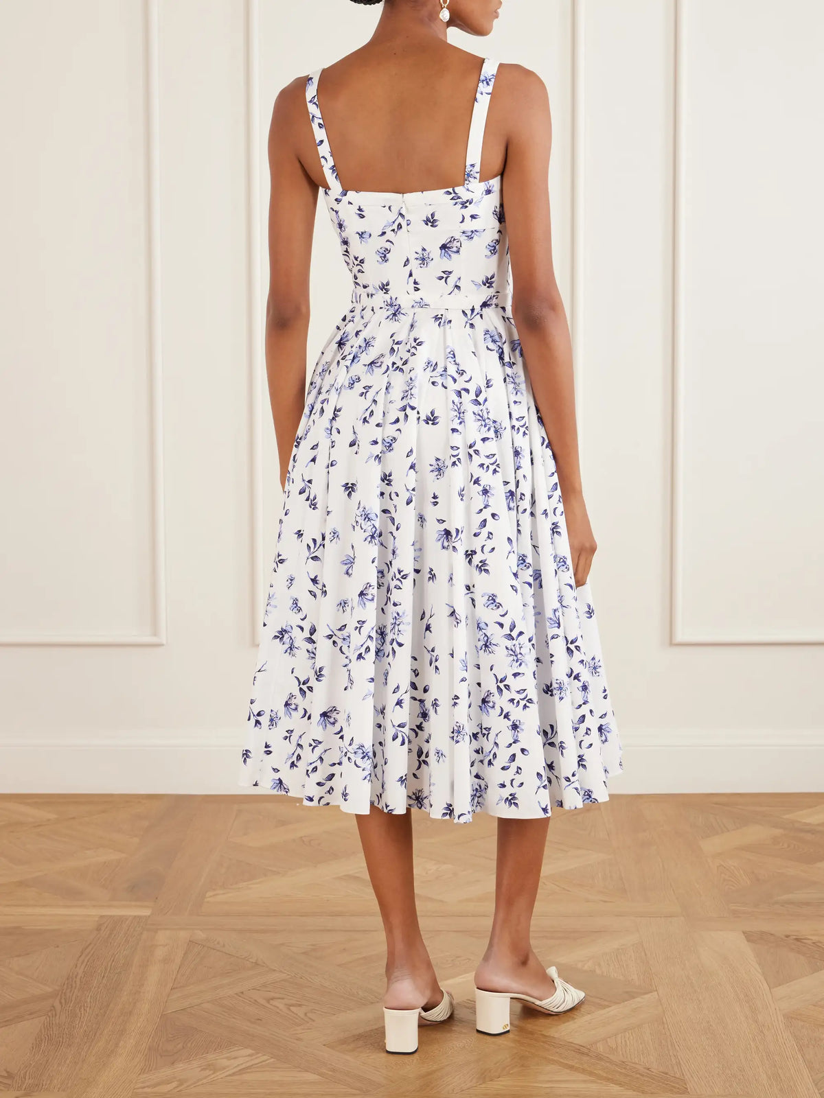 Elita Belted Floral-print Cotton-poplin Midi Dress