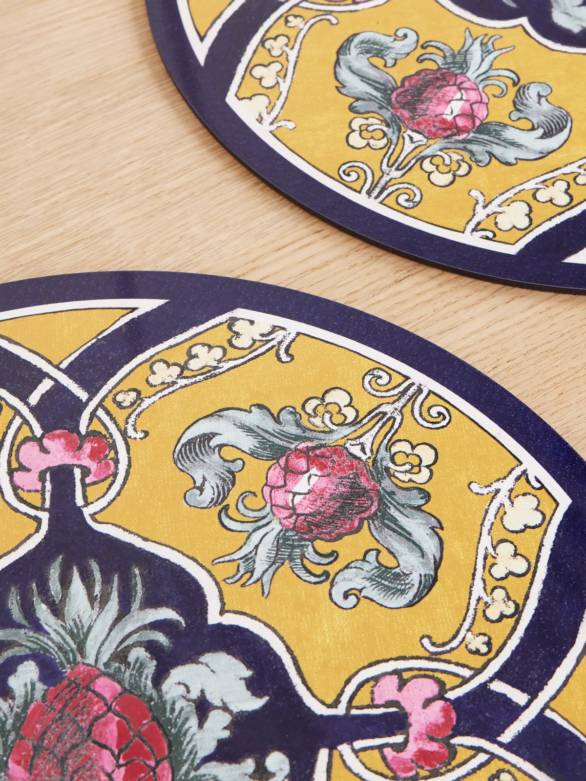 Set Of Two Panted Wood Placemats