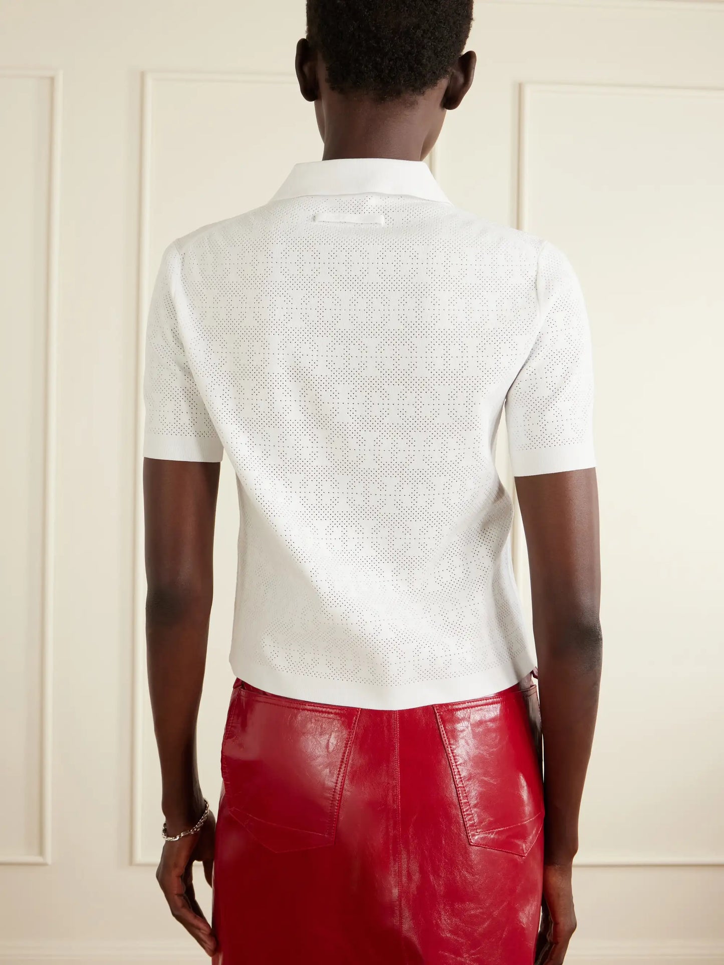 Pointelle-knit Polo Shirt