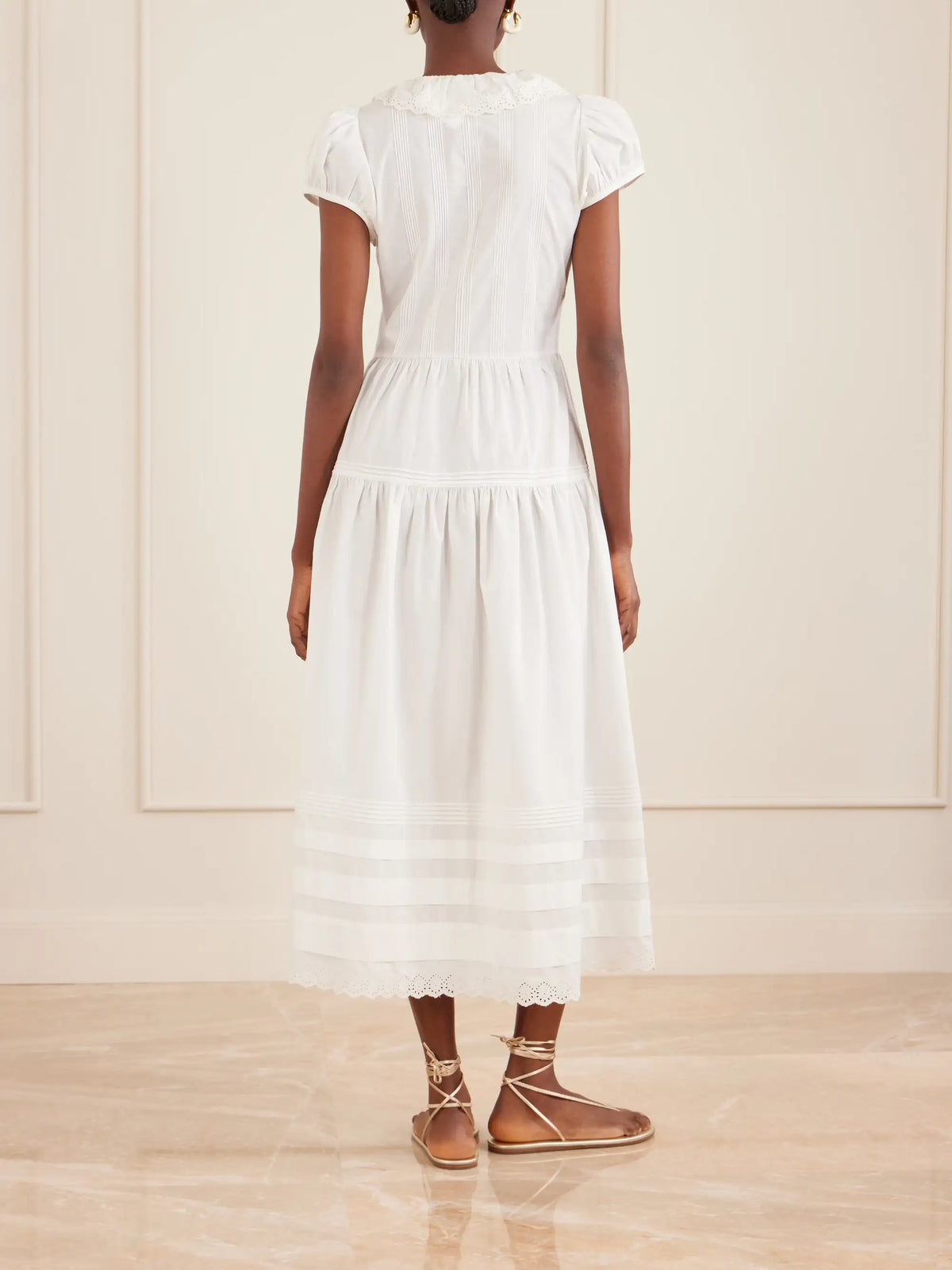 Eliette Ruffled Brodeire Anglaise-trimmed Organic Cotton Midi Dress