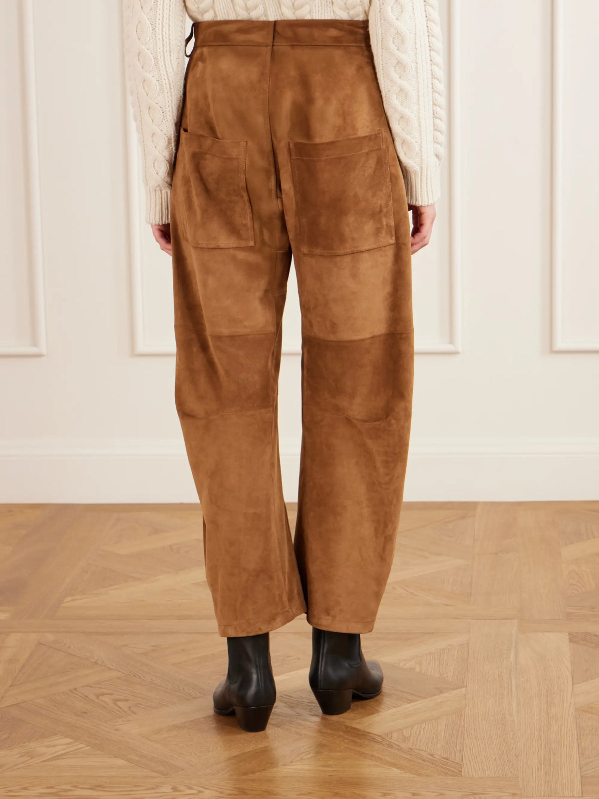 Nili Lotan Shon Suede Barrel-leg Pants