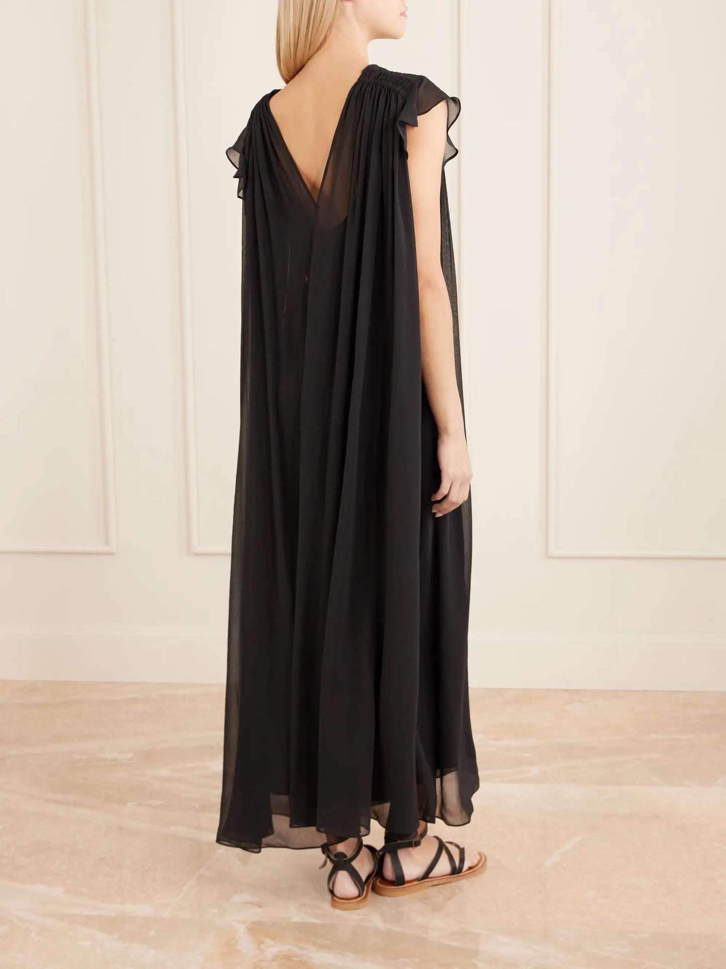 Midnight Concert Shirred Muslin Maxi Dress