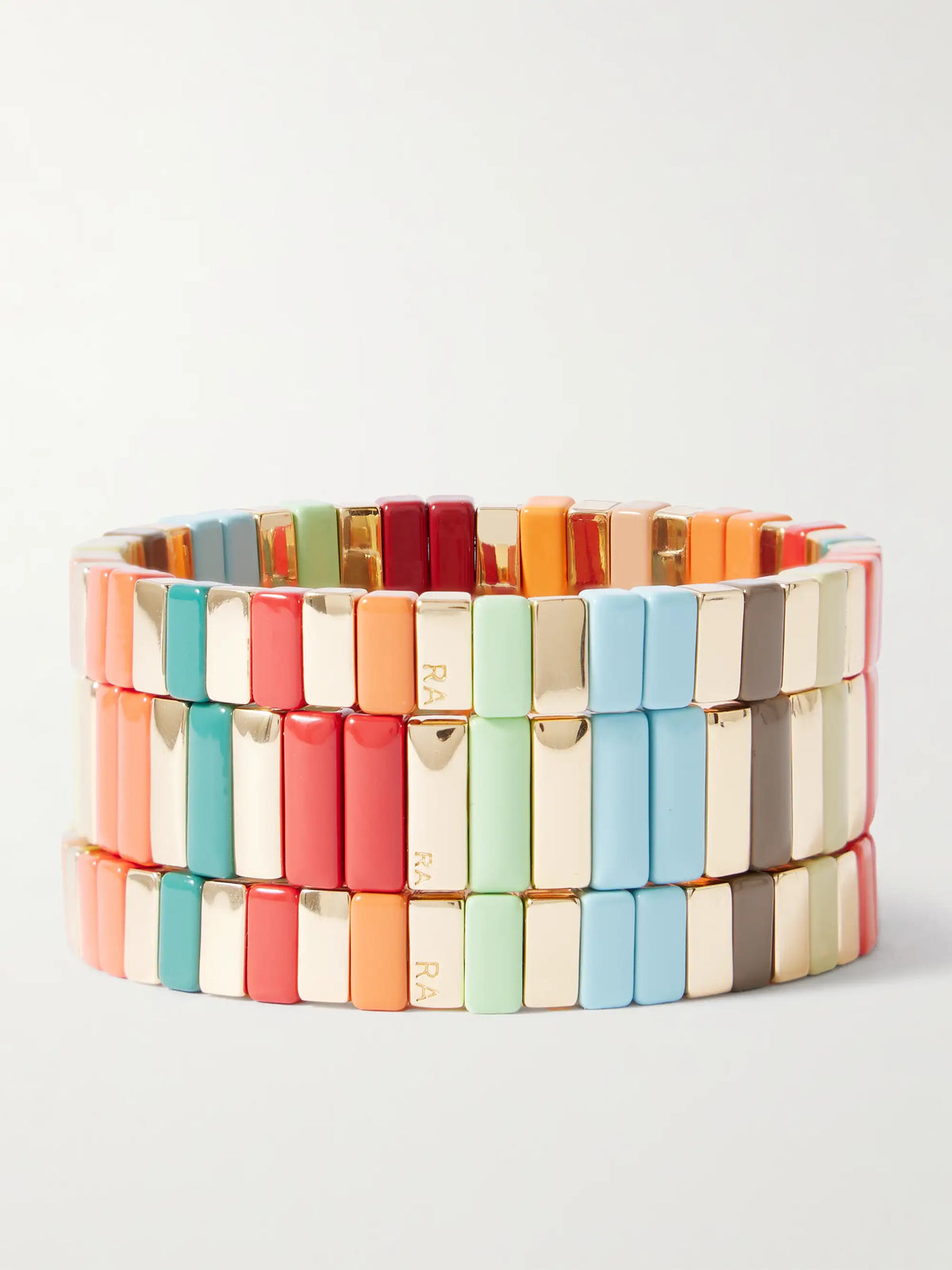The Bright By Nature Set Of Three Gold-tone Enamel Bracelets