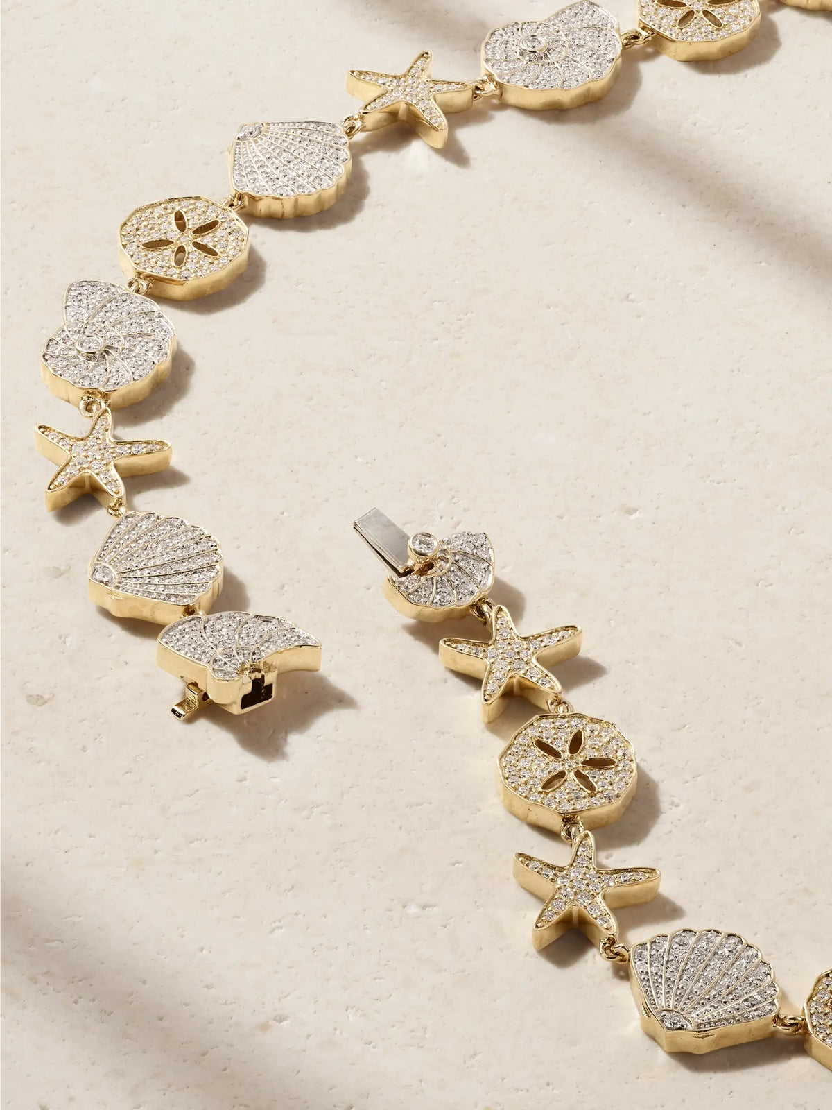 Sea Life 18-karat Yellow And White Gold Diamond Necklace