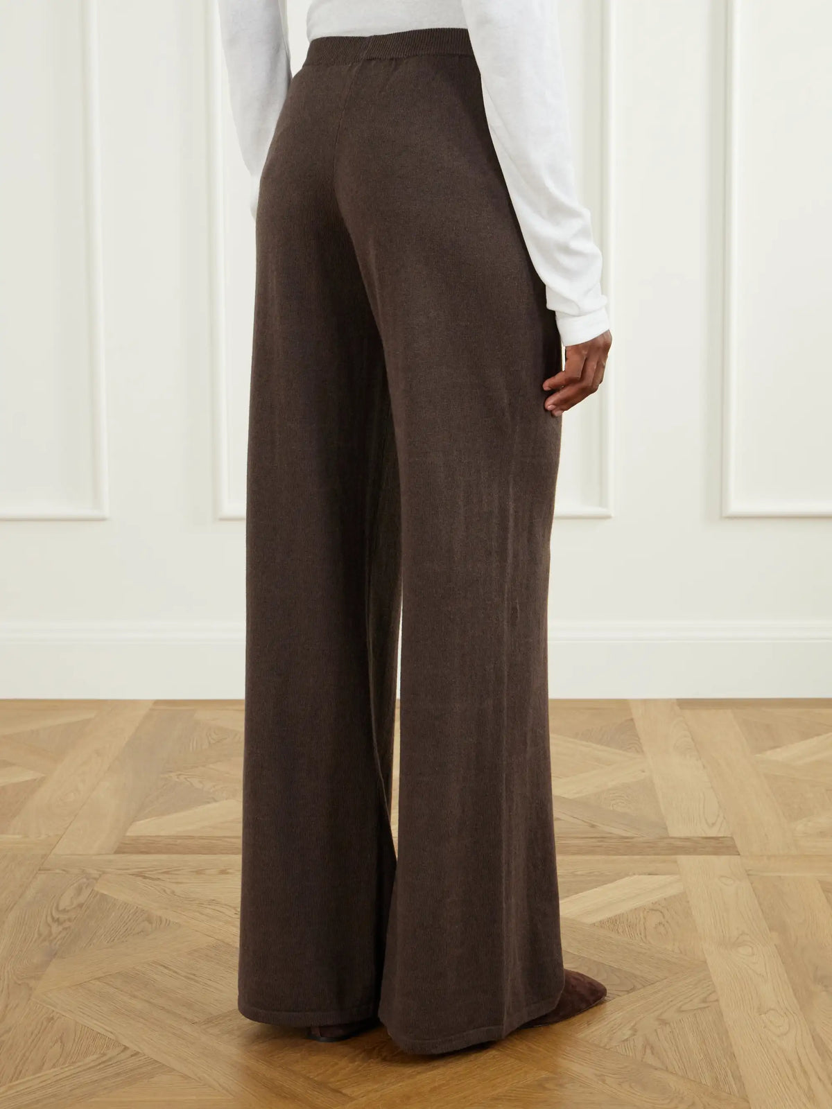 ÉTERNE Cotton And Cashmere-blend Wide-leg Pants