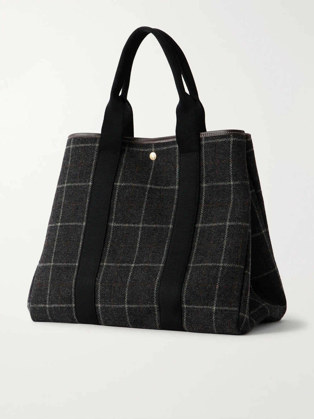 RUE de VERNEUIL Traversée Leather-trimmed Checked Tweed Tote