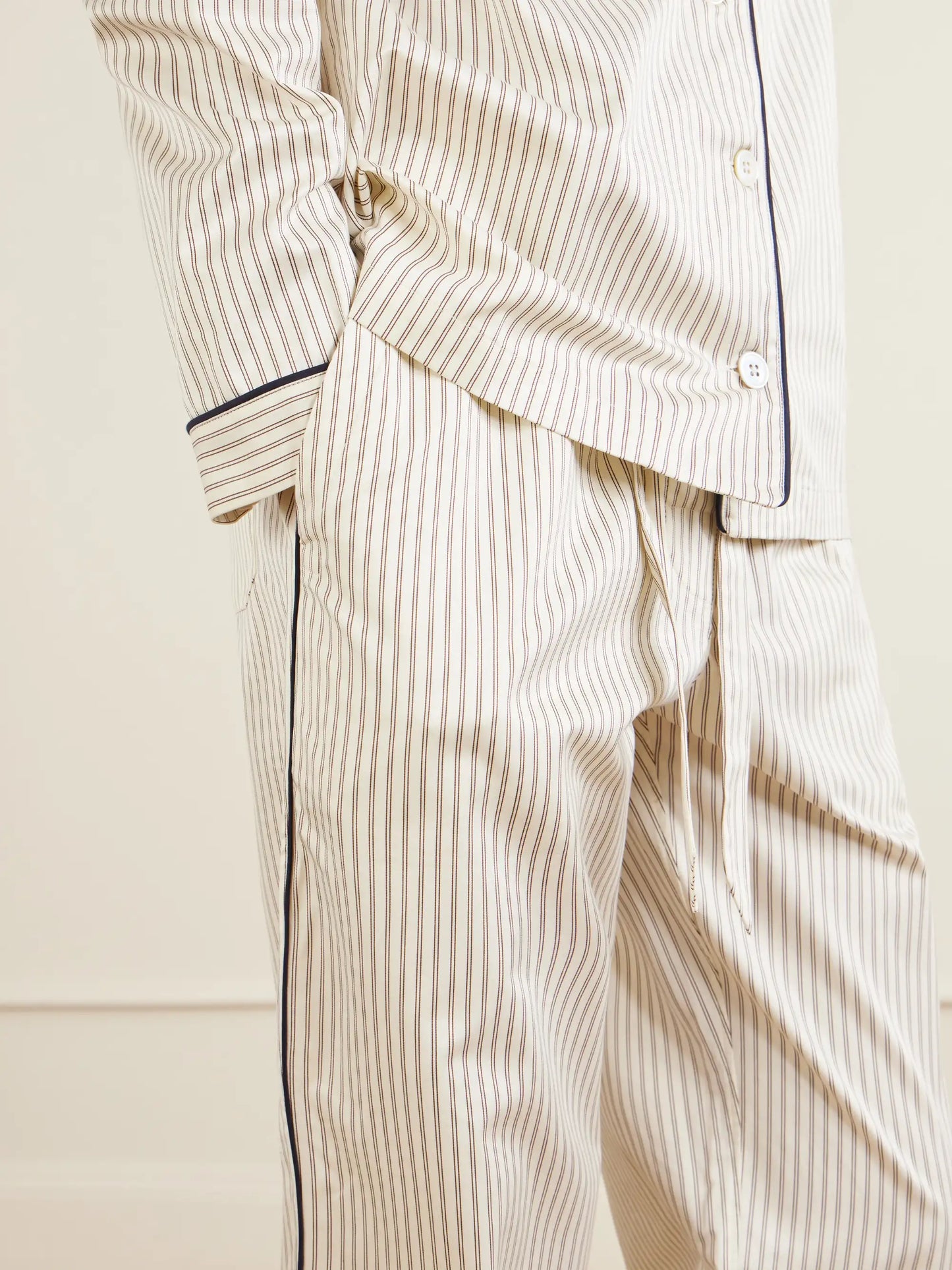 Sateen Striped Organic Cotton-poplin Pajama Pants