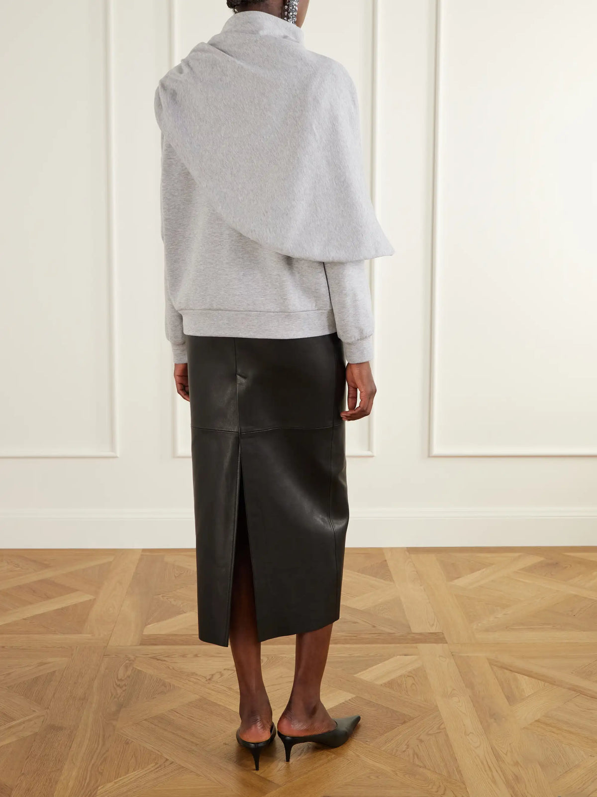 Magda Butrym Cape-effect Draped Cotton-blend Jersey Sweatshirt