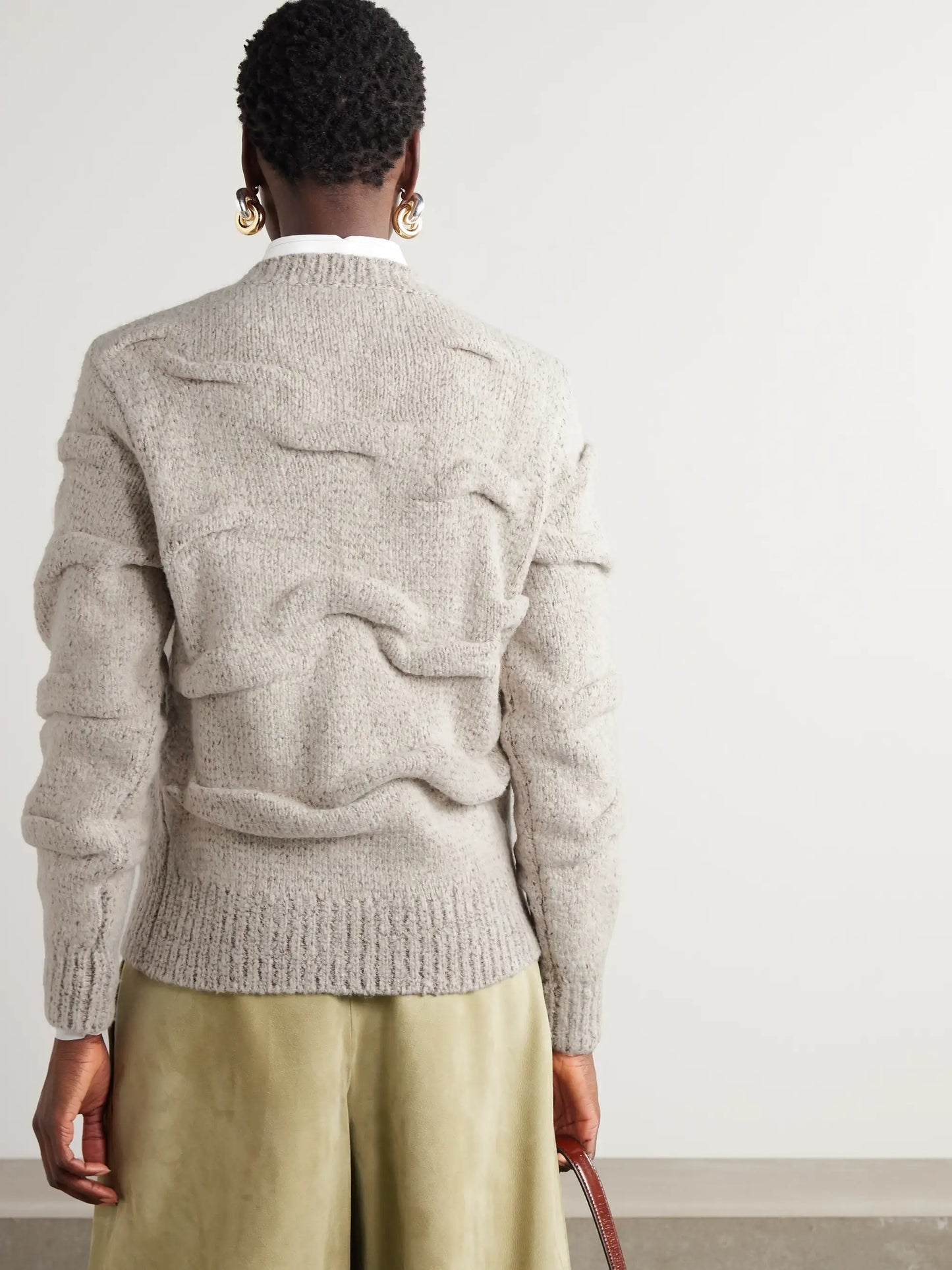 Gathered Knitted Wool Sweater