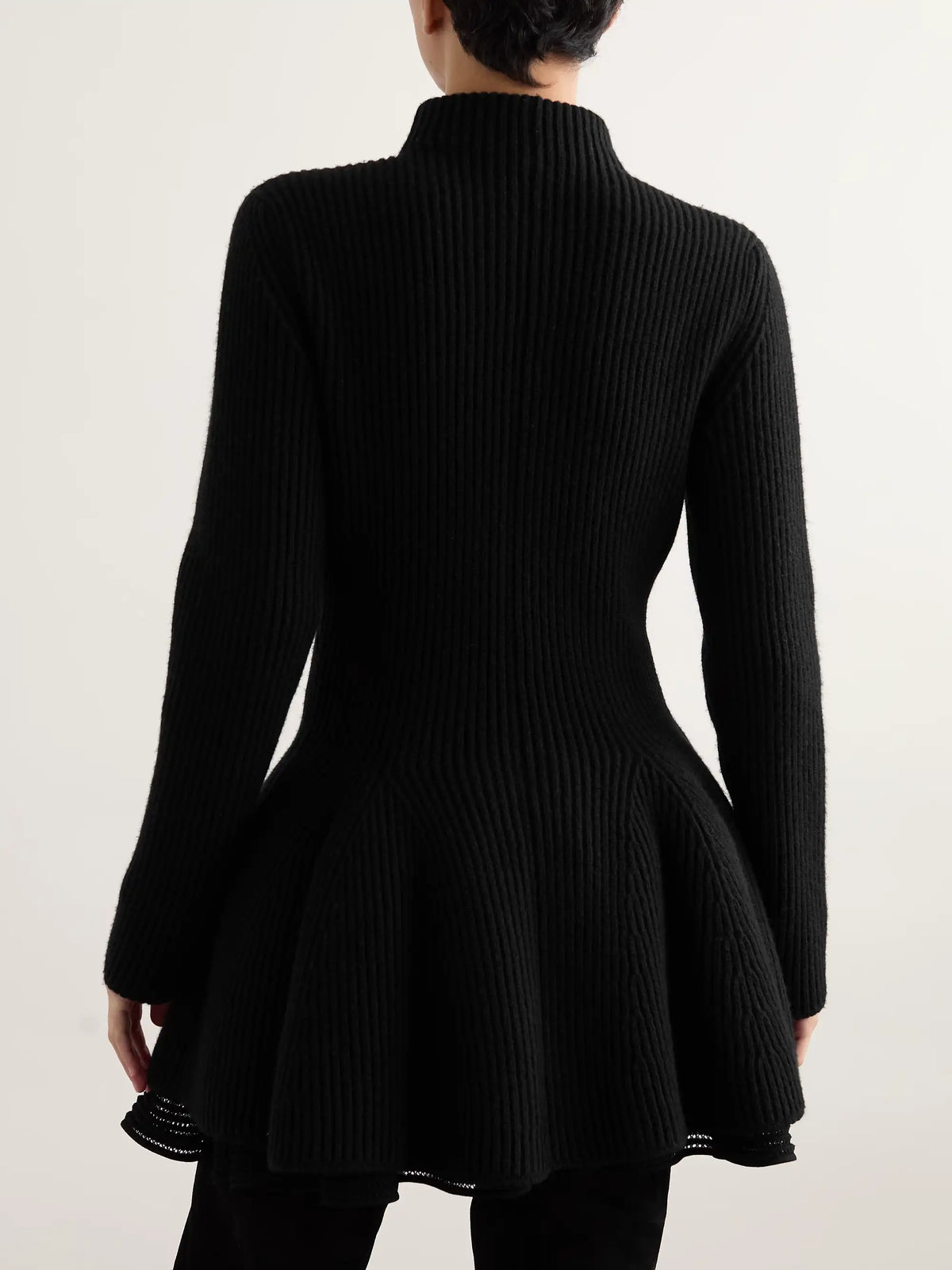 Ribbed Wool And Cashmere-blend Peplum Cardigan