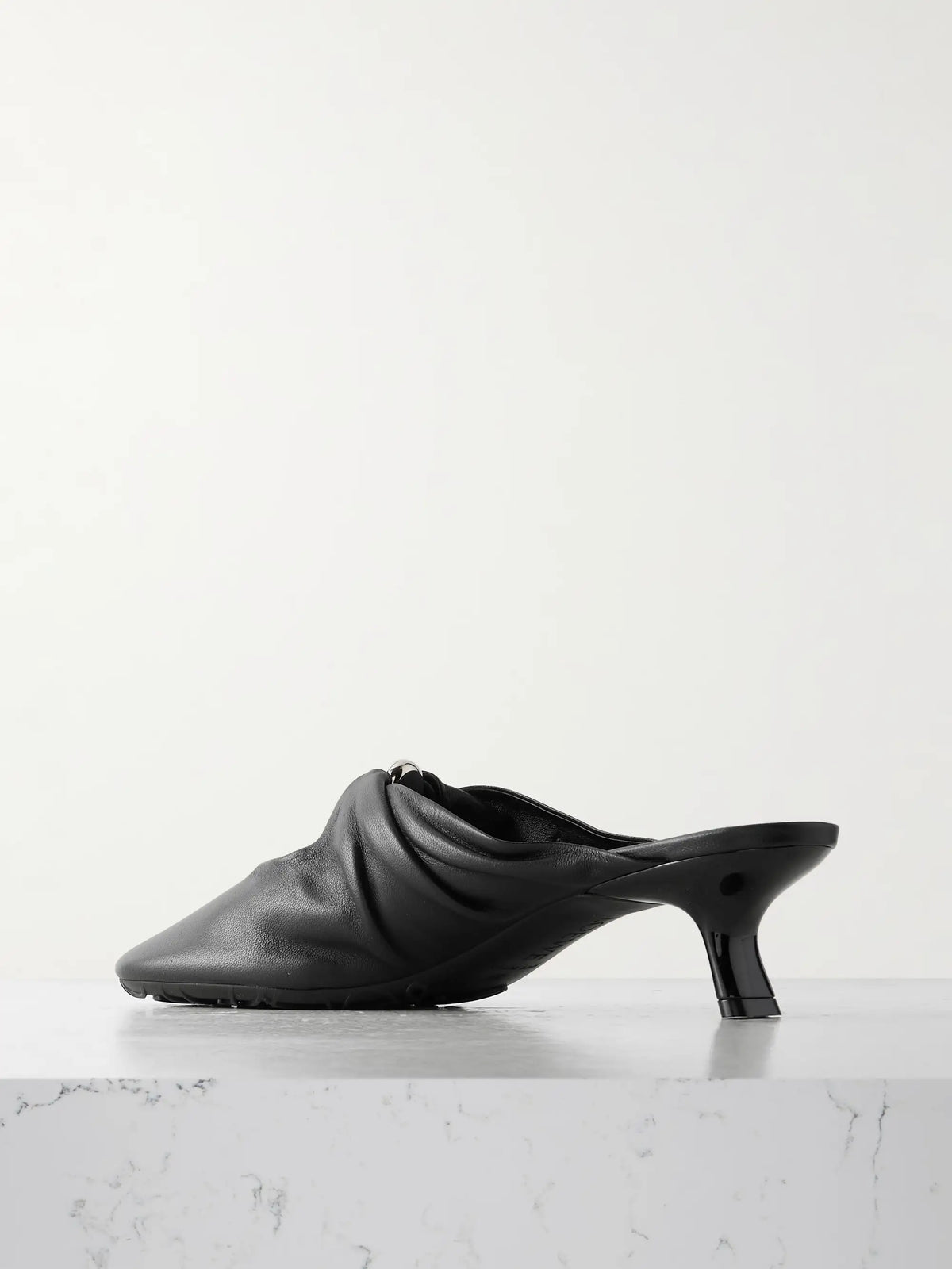 Pebble Embellished Cutout Leather Mules
