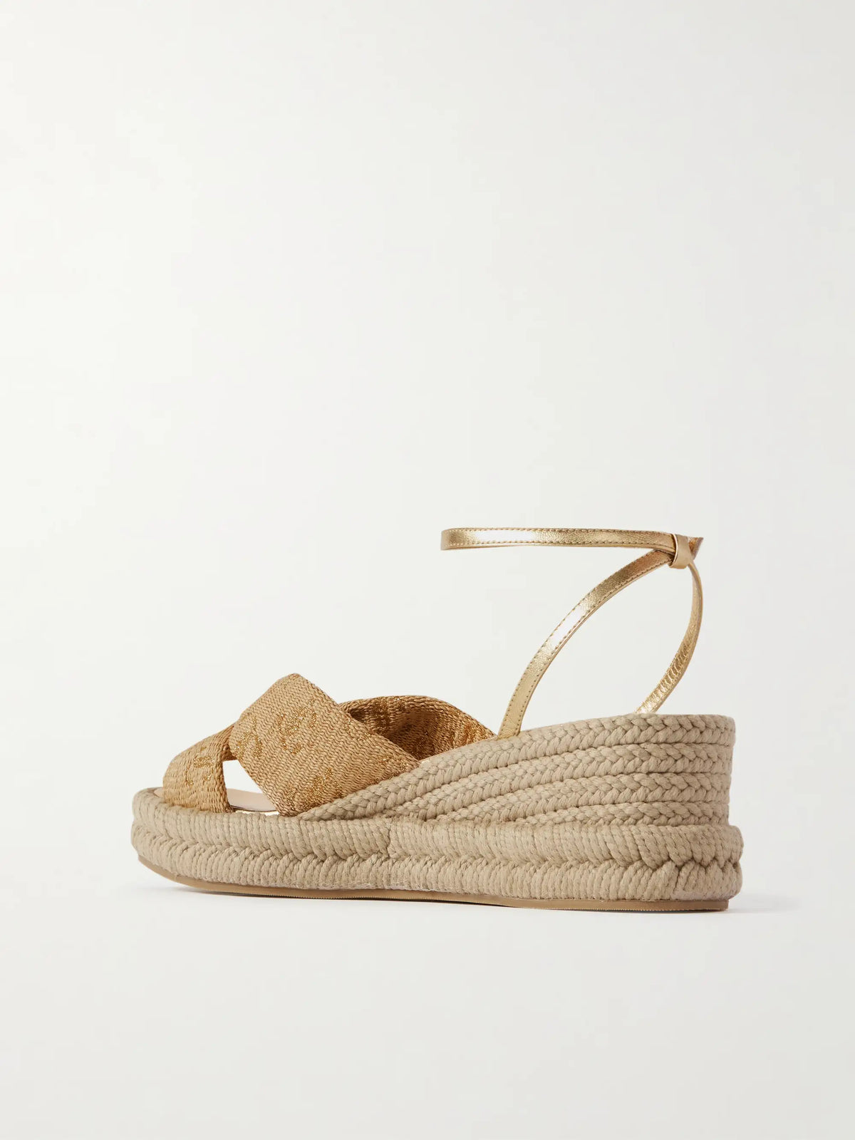 Aella 60 Raffia-jacquard And Leather Wedge Sandals