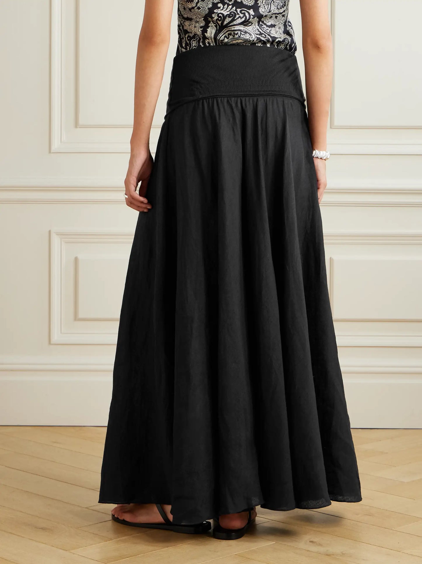 Light And Sound Convertible Linen-blend Maxi Skirt