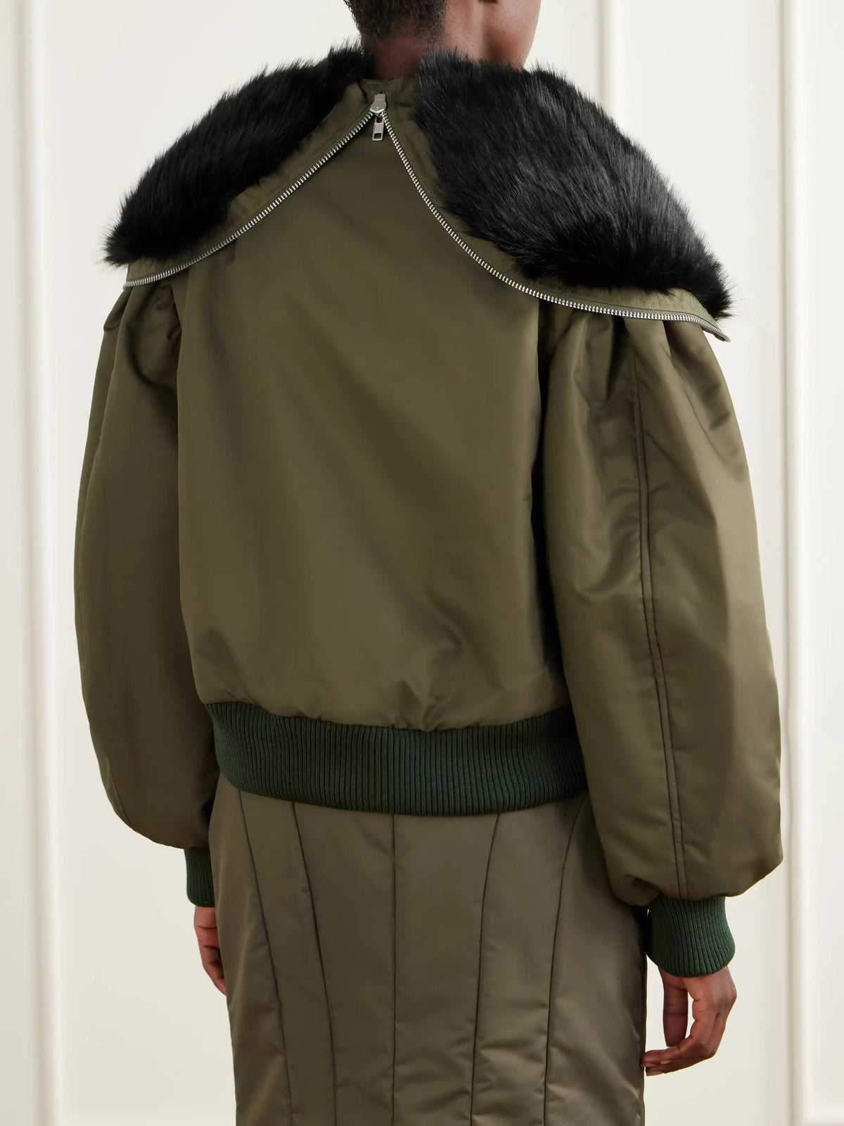 Simone Rocha Hooded Cropped Plush-trimmed Shell Bomber Jacket