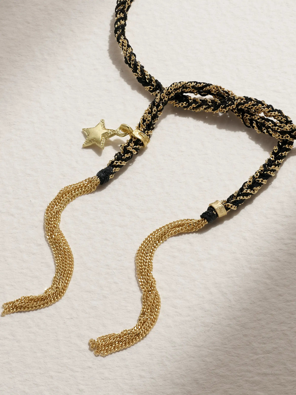 Lucky Health + Star 18-karat Gold And Silk Bracelet