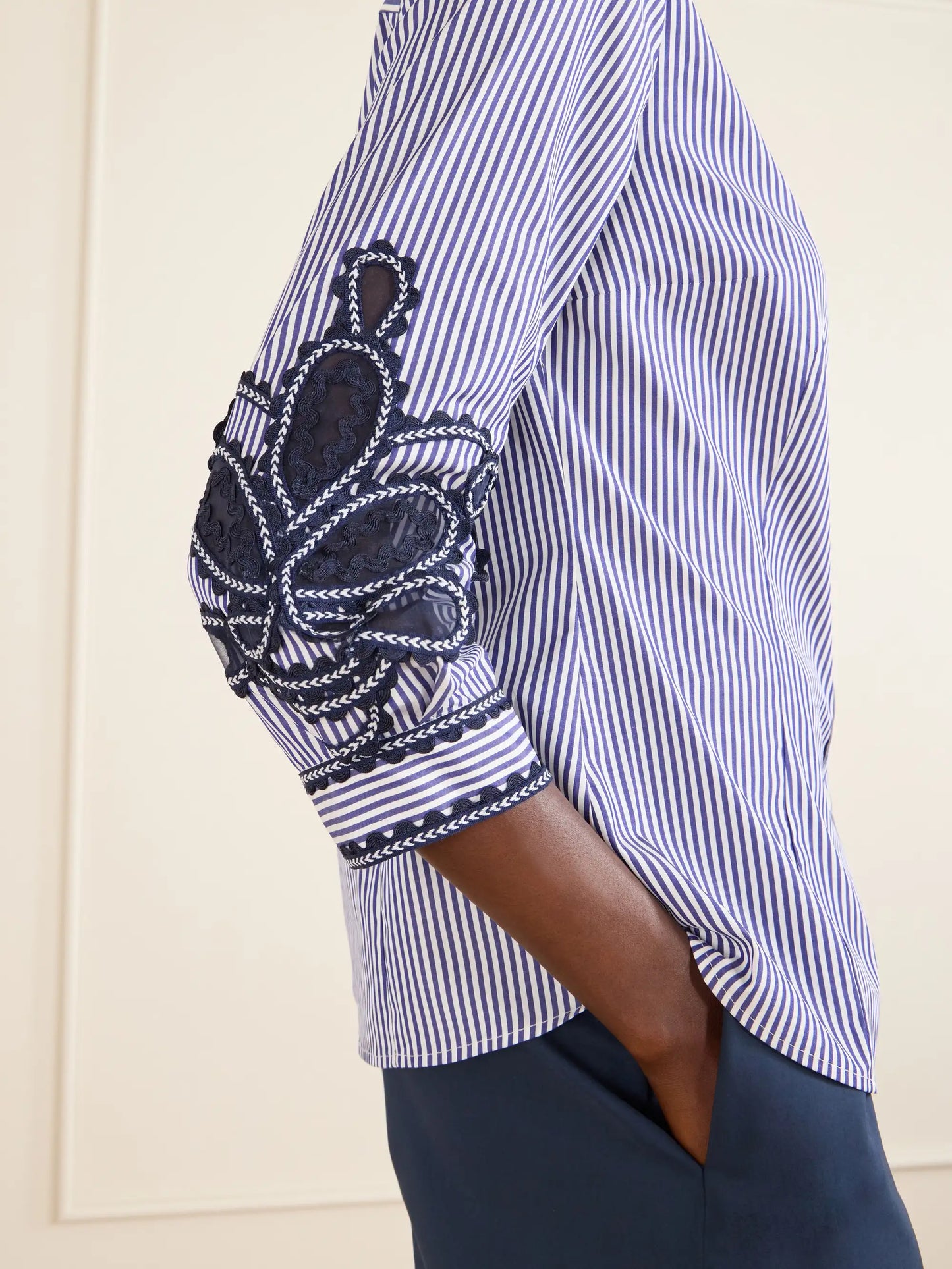 Embroidered Striped Cotton-poplin Shirt