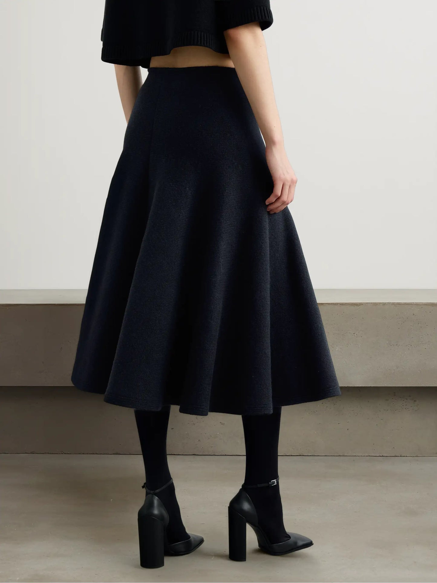 Pleated Knitted Cashmere And Wool-blend Midi Skirt