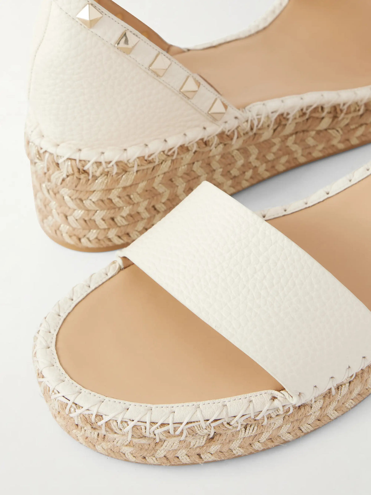 Rockstud Double Leather Espadrillas Sandals
