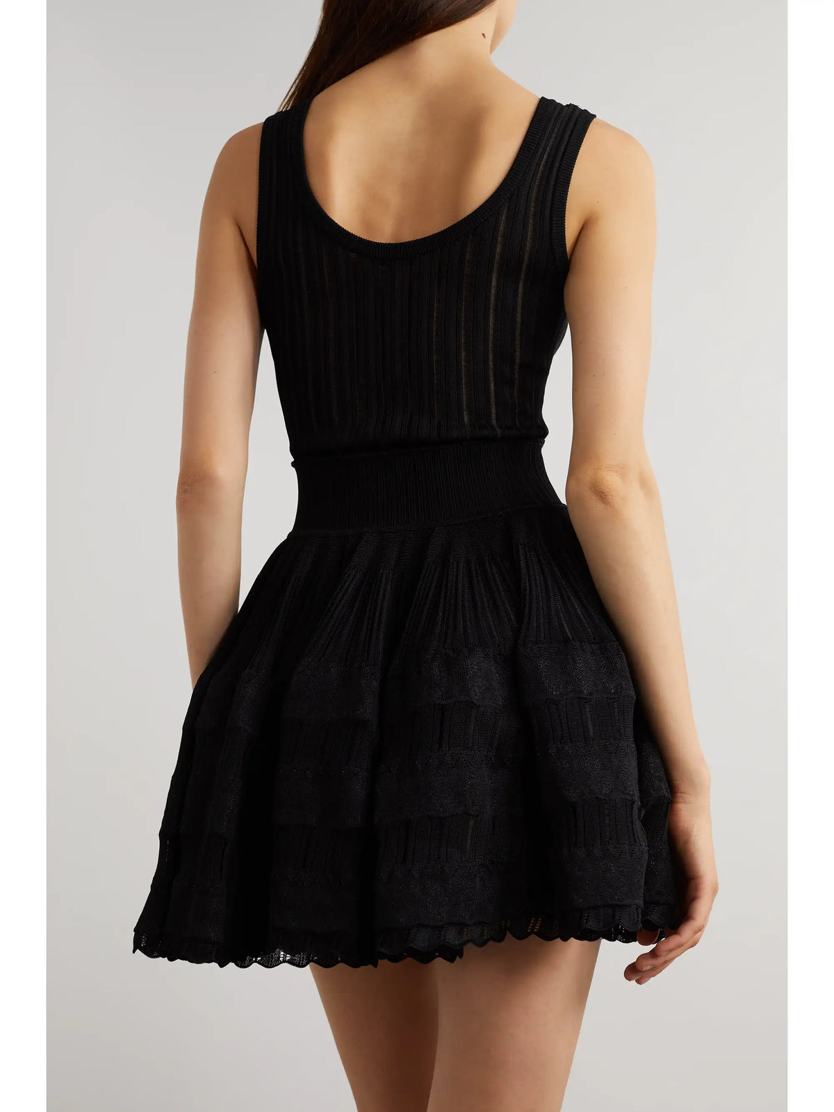 Ribbed Pointelle-knit Mini Dress