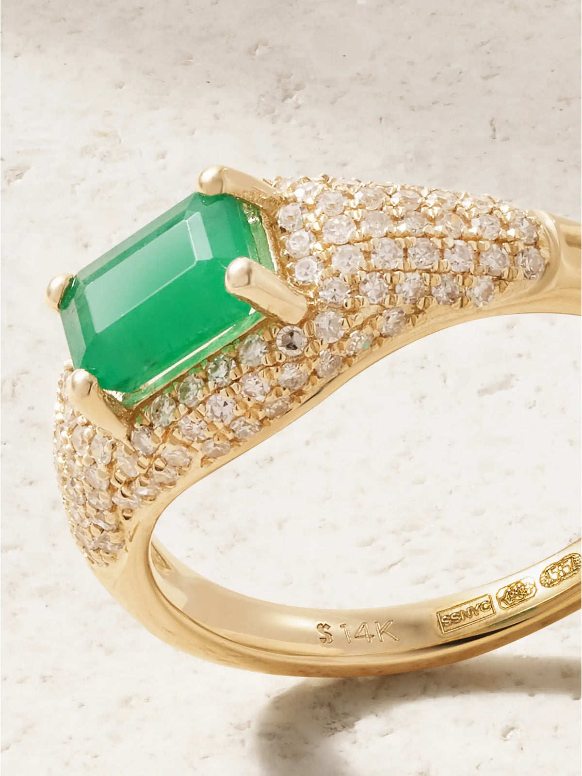 Claudia 14-karat Gold, Diamond And Emerald Signet Ring