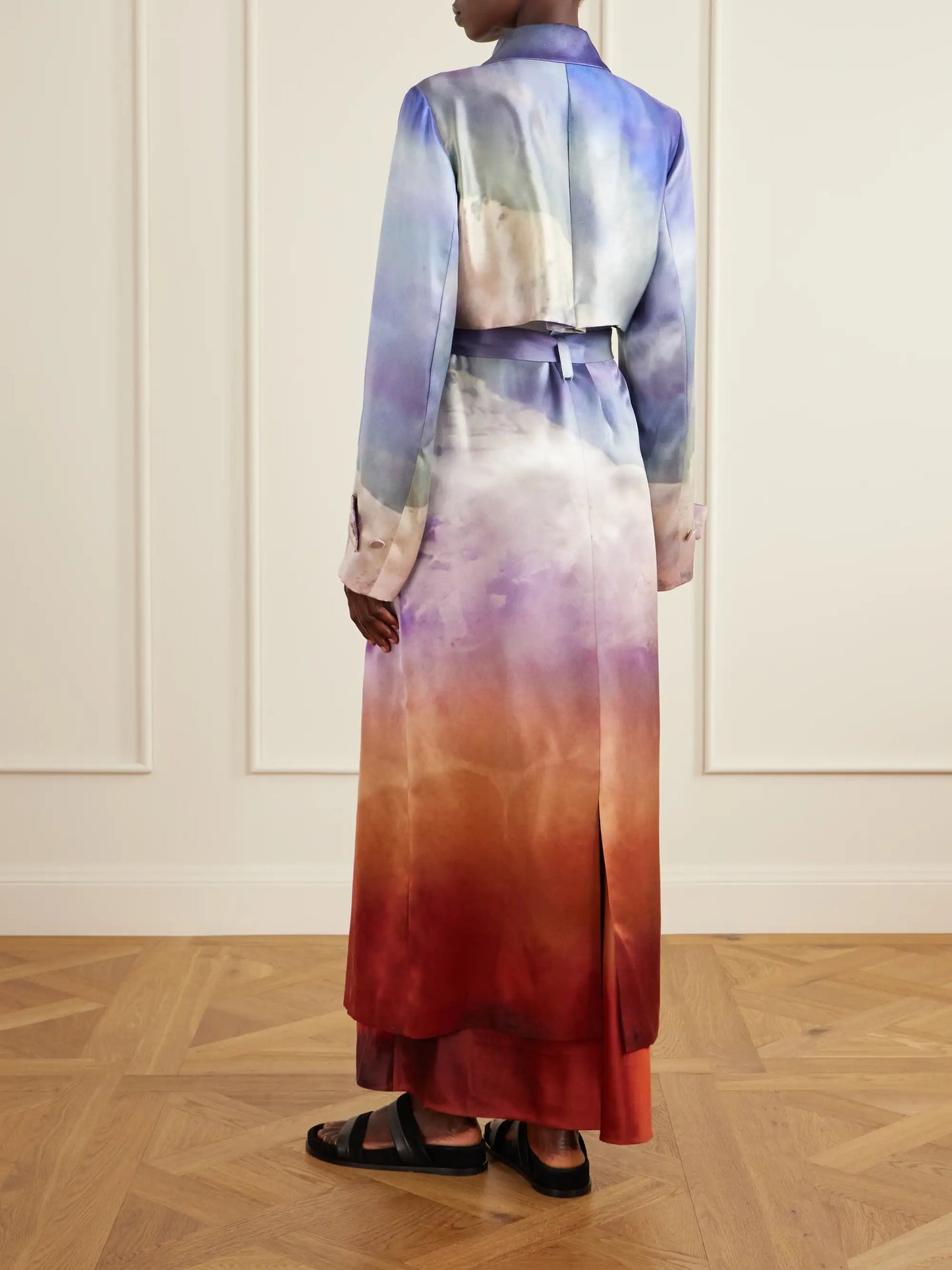 Lyra Printed Silk-satin Coat