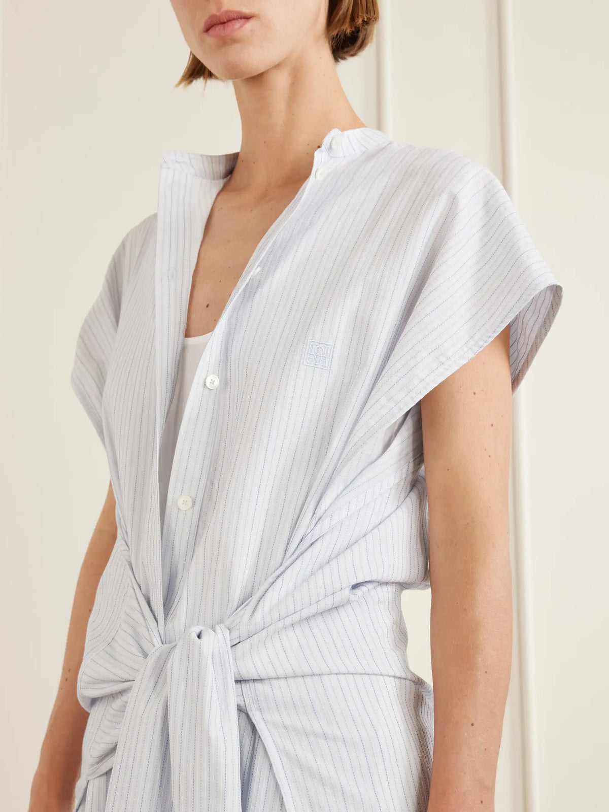 TOTEME Twist-front Striped Cotton-poplin Maxi Shirt Dress