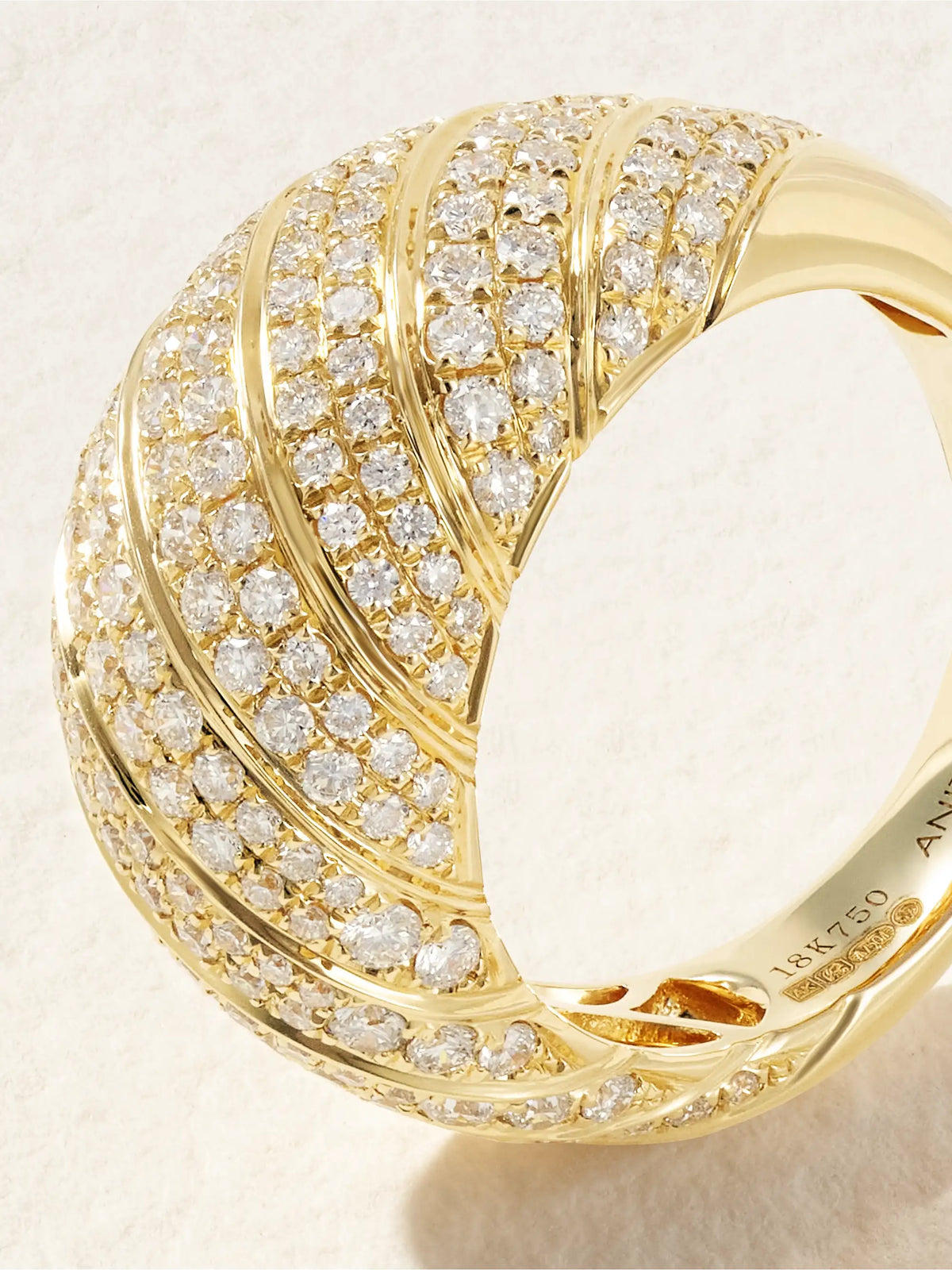 Domed 18-karat Gold Diamond Ring