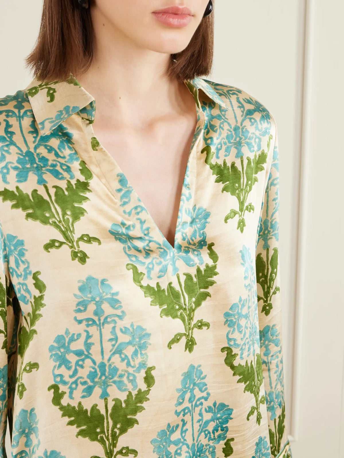 Emporio Sirenuse Jila Three Floral-print Silk-satin Shirt