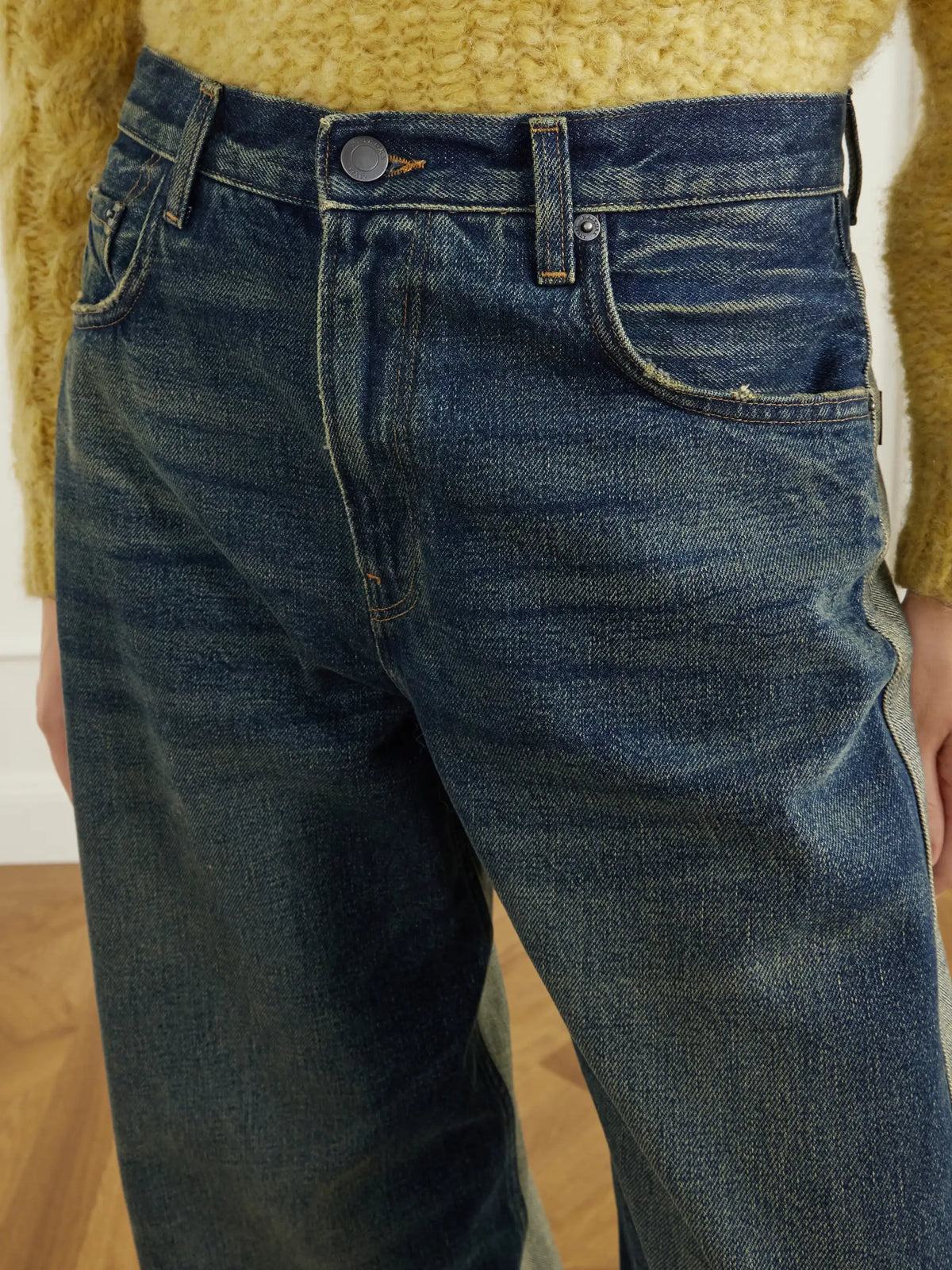 Haikure Clyde Double Vintage Blue Mid-rise Wide-leg Jeans