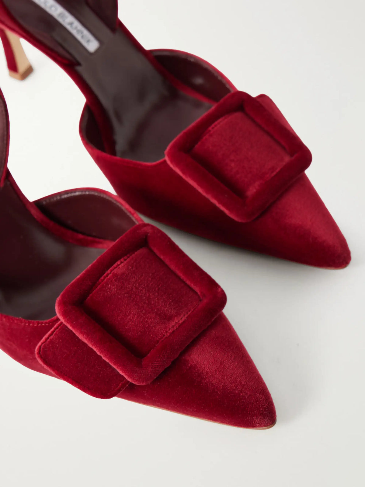 Manolo Blahnik Maysli 70 Buckled Velvet Slingback Pumps