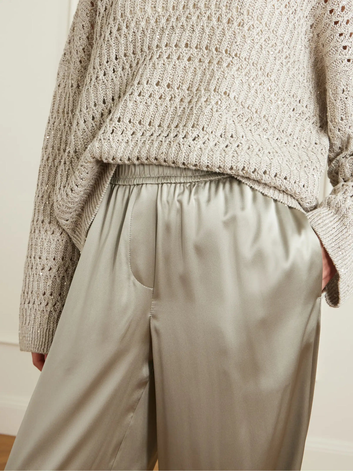 Silk-blend Satin Wide-leg Pants