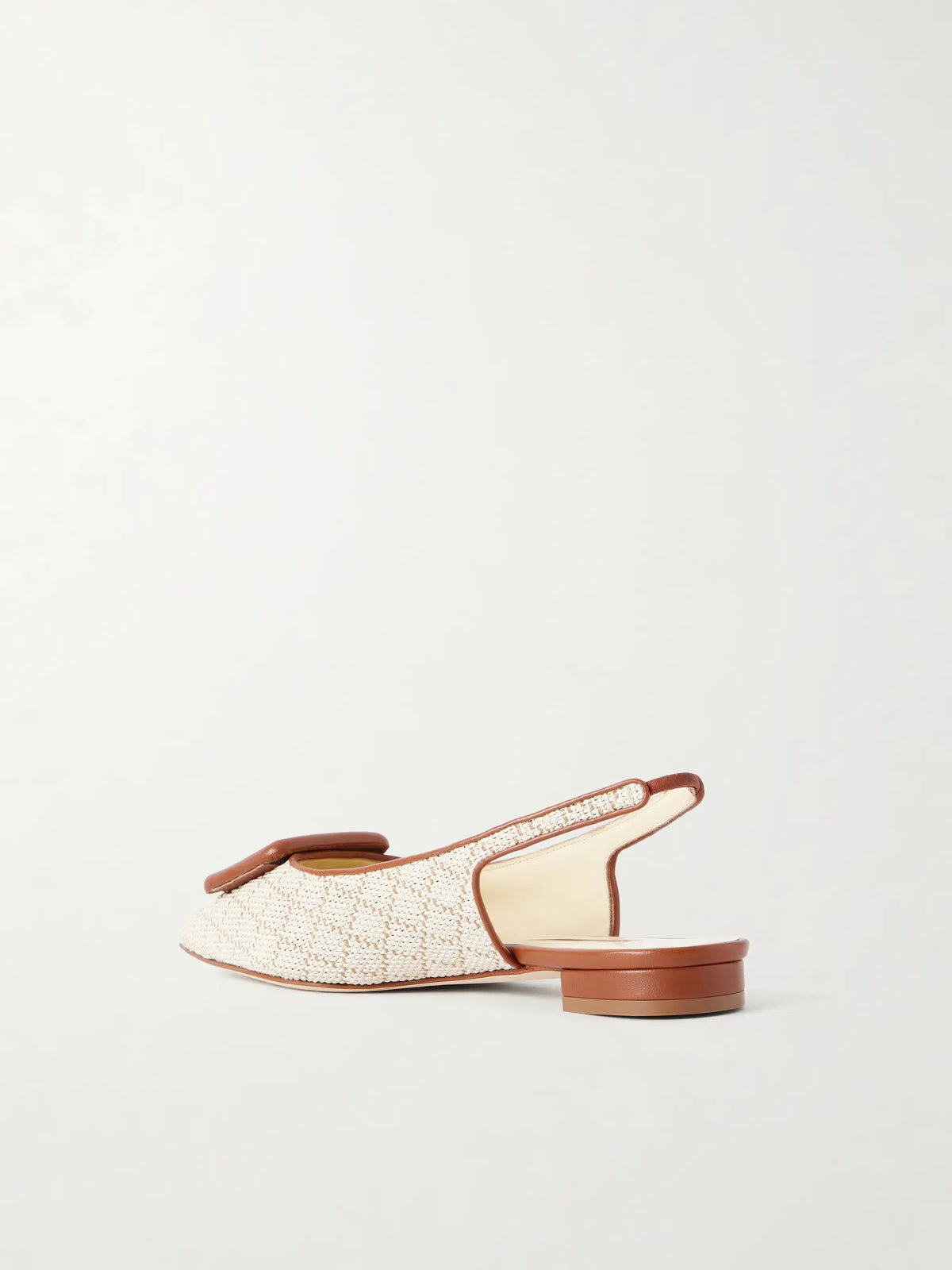 Maylurabi Buckle-detailed Leather-trimmed Woven Slingback Pumps