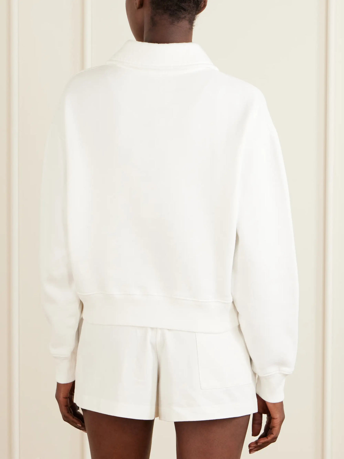 Sporty & Rich Embroidered Ribbed-detail Cotton Sweatshirt
