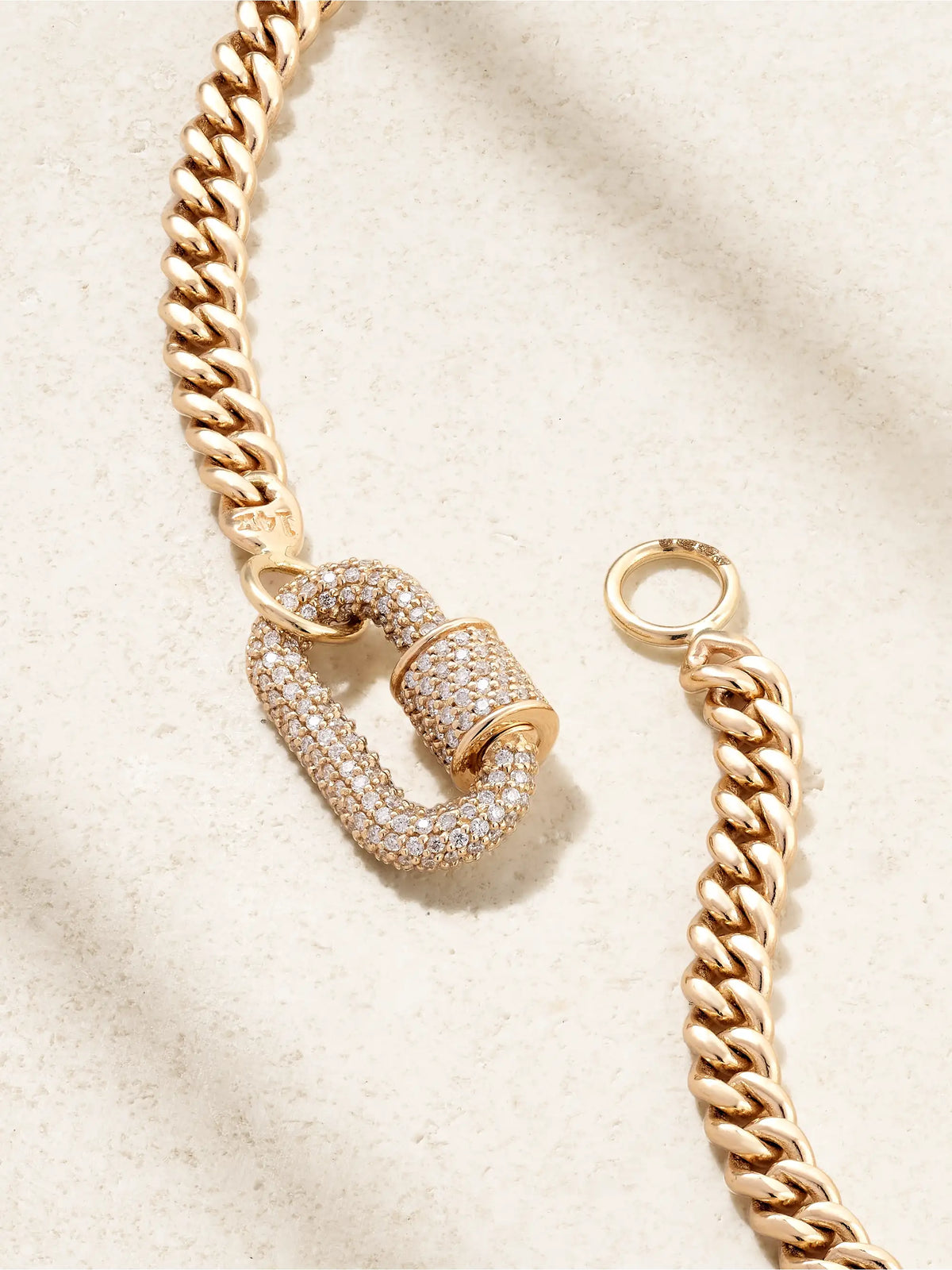 Allstone Chubby Babylock + Heavy Curb 14-karat Gold Diamond Necklace