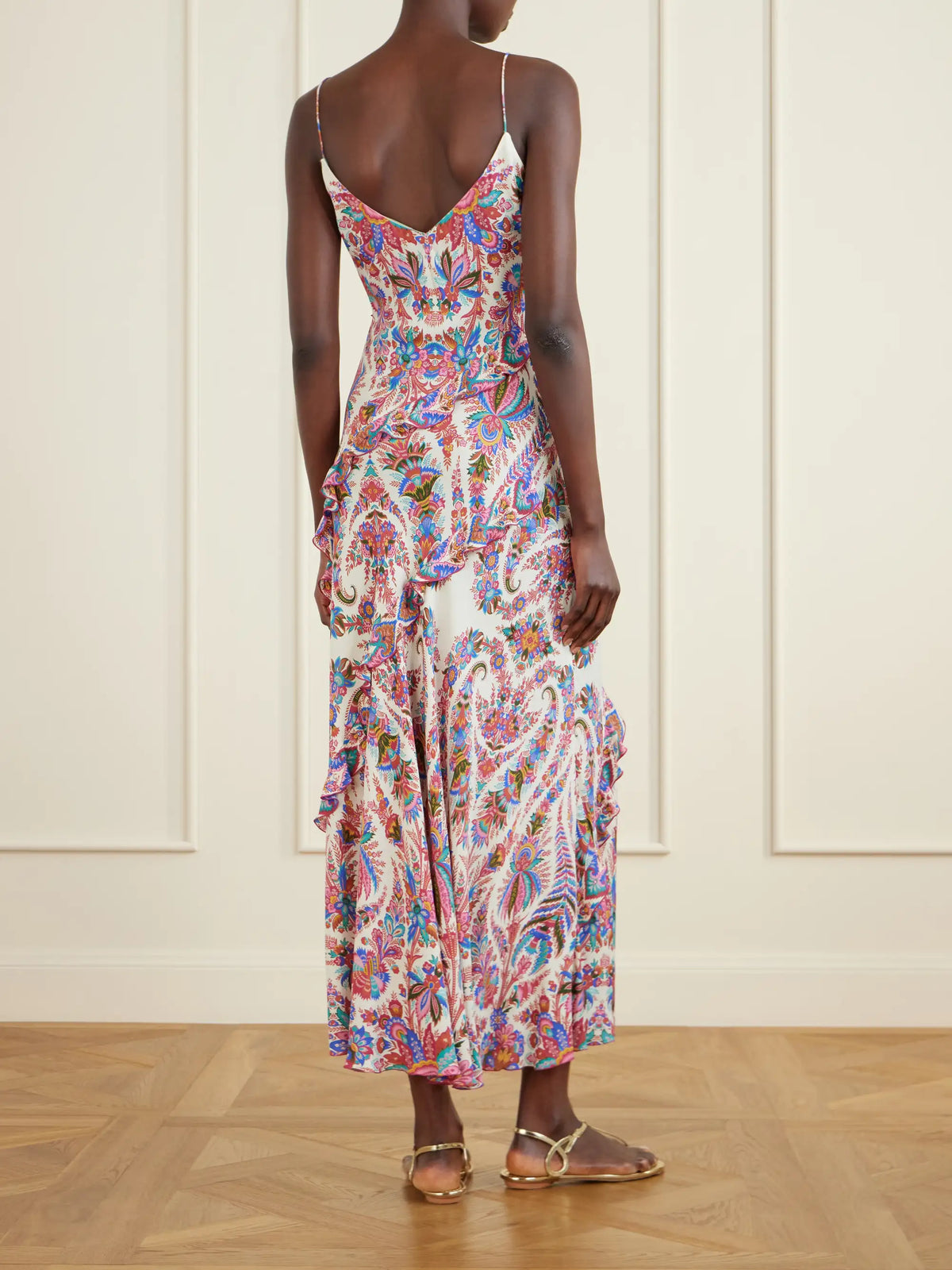 Ruffled Paisley-print Chiffon Maxi Dress
