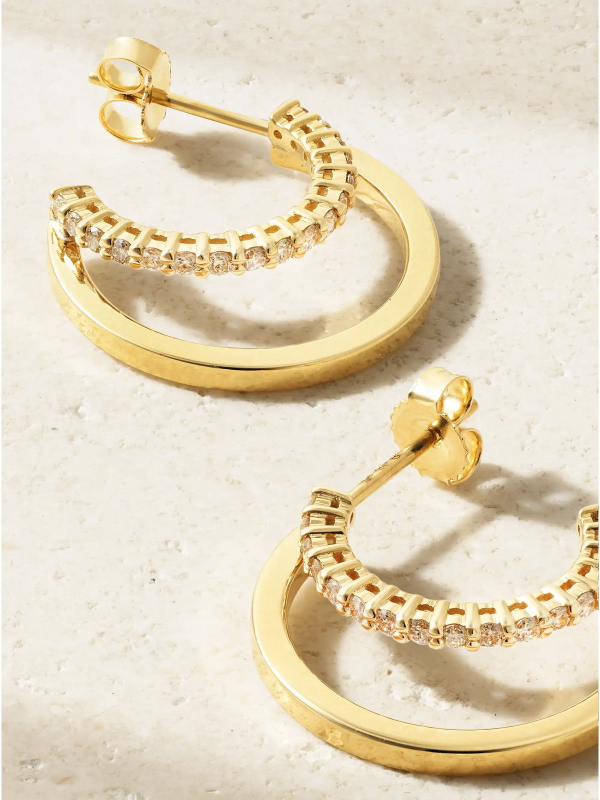 Double Hoops 18-karat Gold Diamond Hoop Earrings