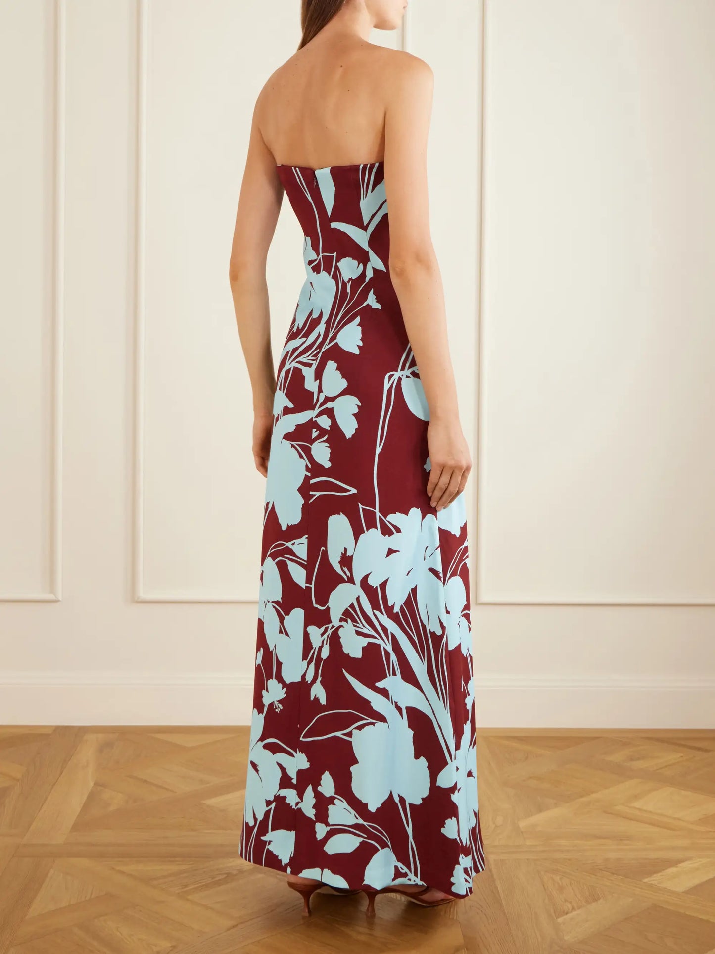 Benita Floral-print Stretch-crepe Strapless Maxi Dress