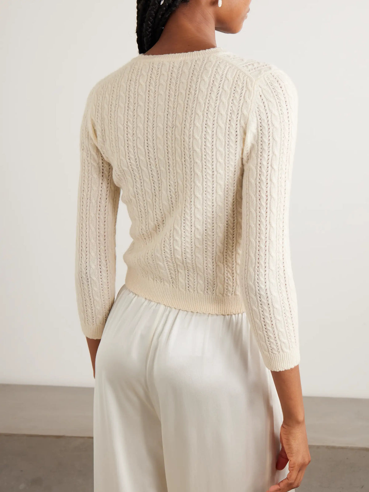 Danae Cropped Cable-knit Cashmere Cardigan