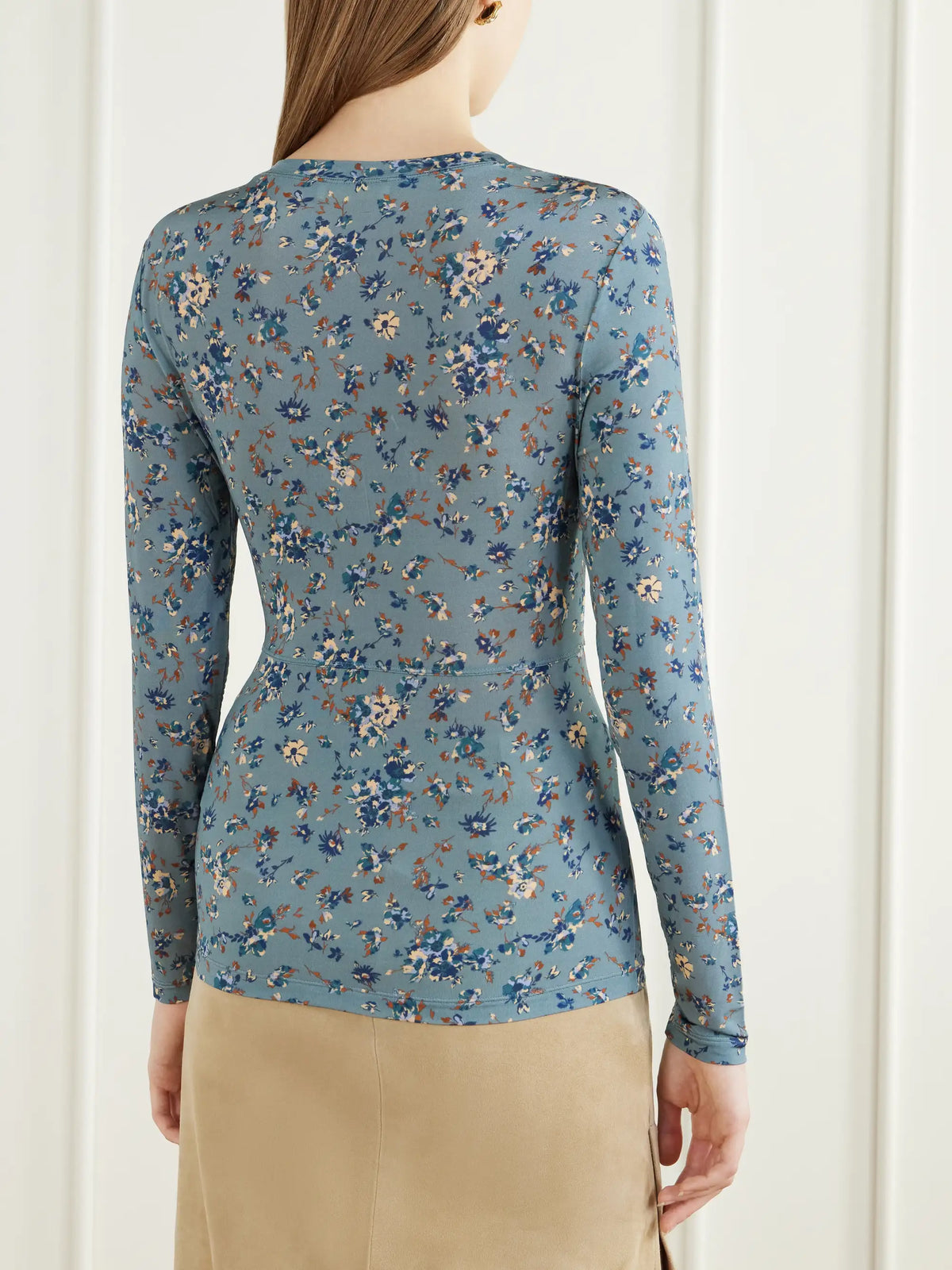 Ulla Johnson Gathered Floral-print Stretch-jersey Blouse